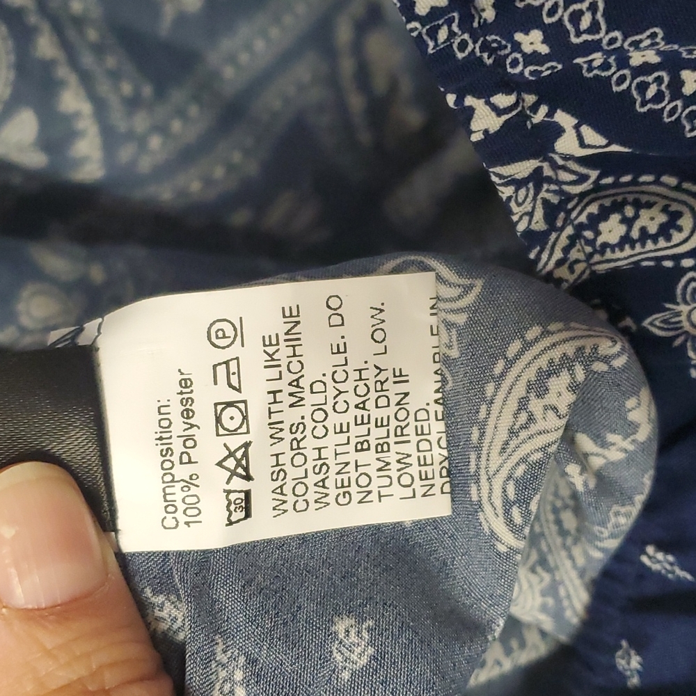 NWOT Shein Blue/white handkerchief dress with halter tie and slit 4X - Picture 7 of 12